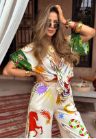 Wzorzysty Set Hemd i Hose wide leg The Inner Eye Beige