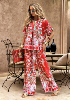 Satynowa Bluse Mit Muster Egzotic Mosaic Rot