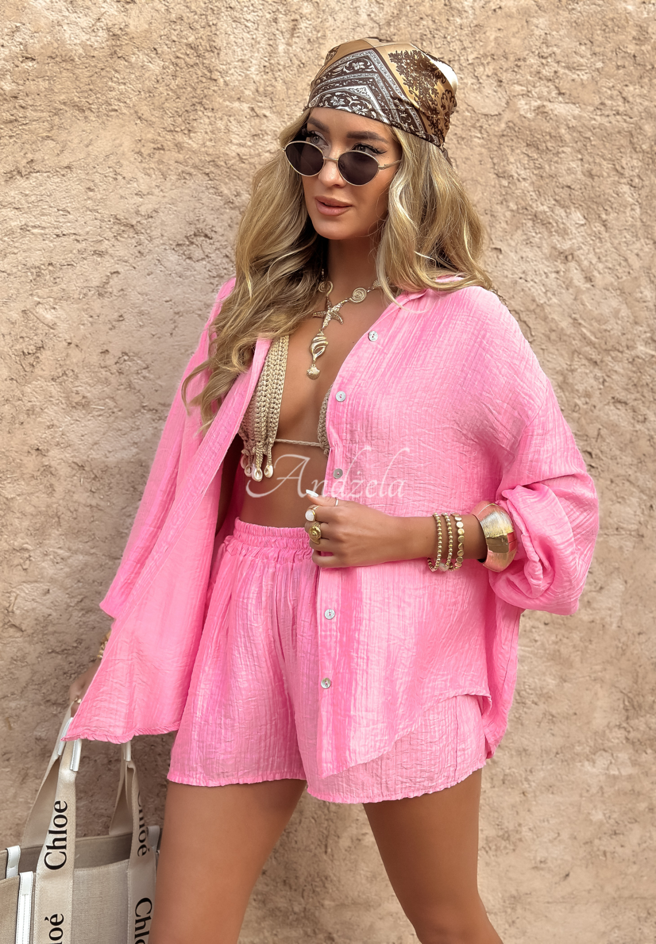 Musselin-Shorts Forever Holidays Rosa