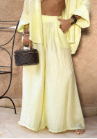 Materiałowe spodnie wide leg Forever June bananowe