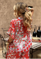 Satynowa Bluse Mit Muster Egzotic Mosaic Rot