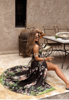 Kleid maxi na ramiączkach Mit Muster Jungle Escape Schwarz