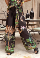 Hose wide leg Mit Muster Jungle Escape Schwarz