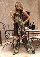 Hose wide leg Mit Muster Jungle Escape Schwarz