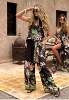 Hose wide leg Mit Muster Jungle Escape Schwarz