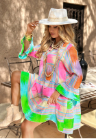 Wzorzysta Kleid z falbankami Sunlight Is Painting liliowo-Rosa