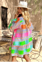 Wzorzysta Kleid z falbankami Sunlight Is Painting liliowo-Rosa