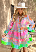 Wzorzysta Kleid z falbankami Sunlight Is Painting liliowo-Rosa