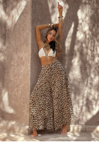 Material Hose wide leg w panterkę Place For You Beige