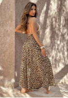 Material Hose wide leg w panterkę Place For You Beige