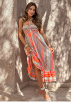 Wzorzysta Kleid I Missed Summer Beige-Orange