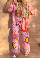 Set koszule i Hose wide leg Mit Muster Piece Of Paradise Rosa