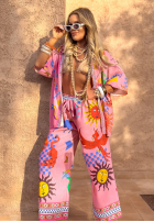 Set koszule i Hose wide leg Mit Muster Piece Of Paradise Rosa