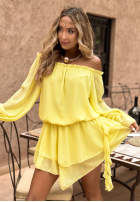 Sukienka Kleid im spanischen Stil mini z falbankami The Salsa Spot Bananengelb