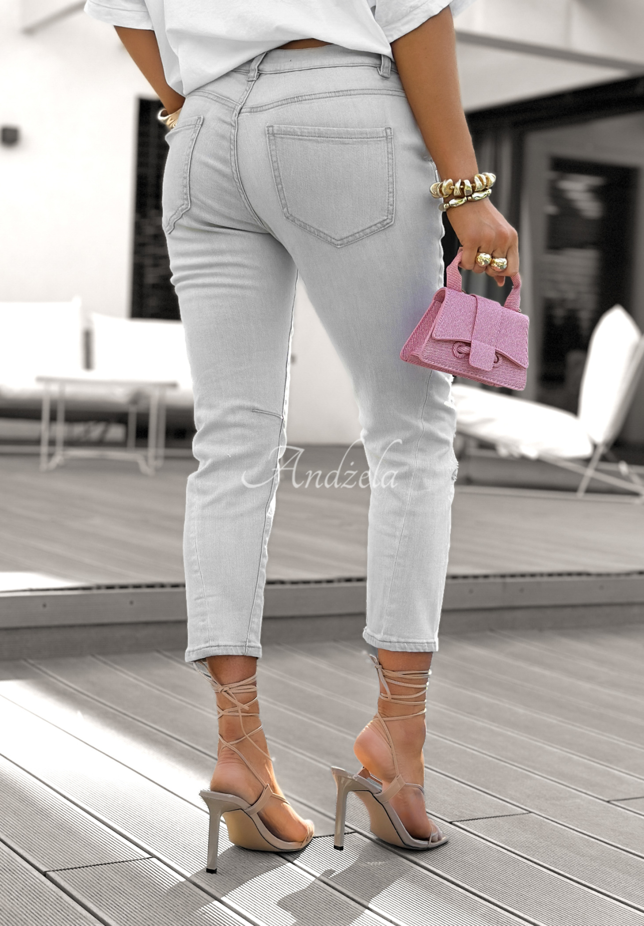 Bedruckte Jeans Don&#039;t Say It hellgrau