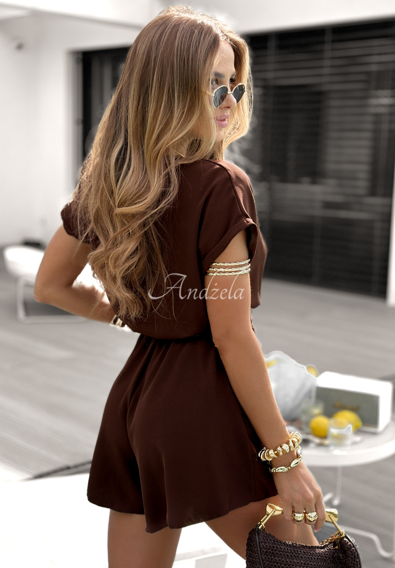 Kurzer Jumpsuit The Sunset Zone Schokoladenbraun