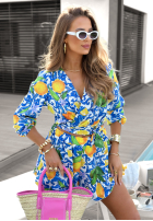 Komple Bluse i krótkie spodenki w cytrynki Lemonade Obsession biało-Blau