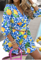 Komple Bluse i krótkie spodenki w cytrynki Lemonade Obsession biało-Blau