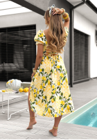 Kleid z bufkami w cytrynki Lemon Taste Weiß