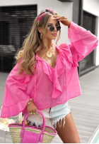 Bluse z falbankami Like The Cloud Rosa