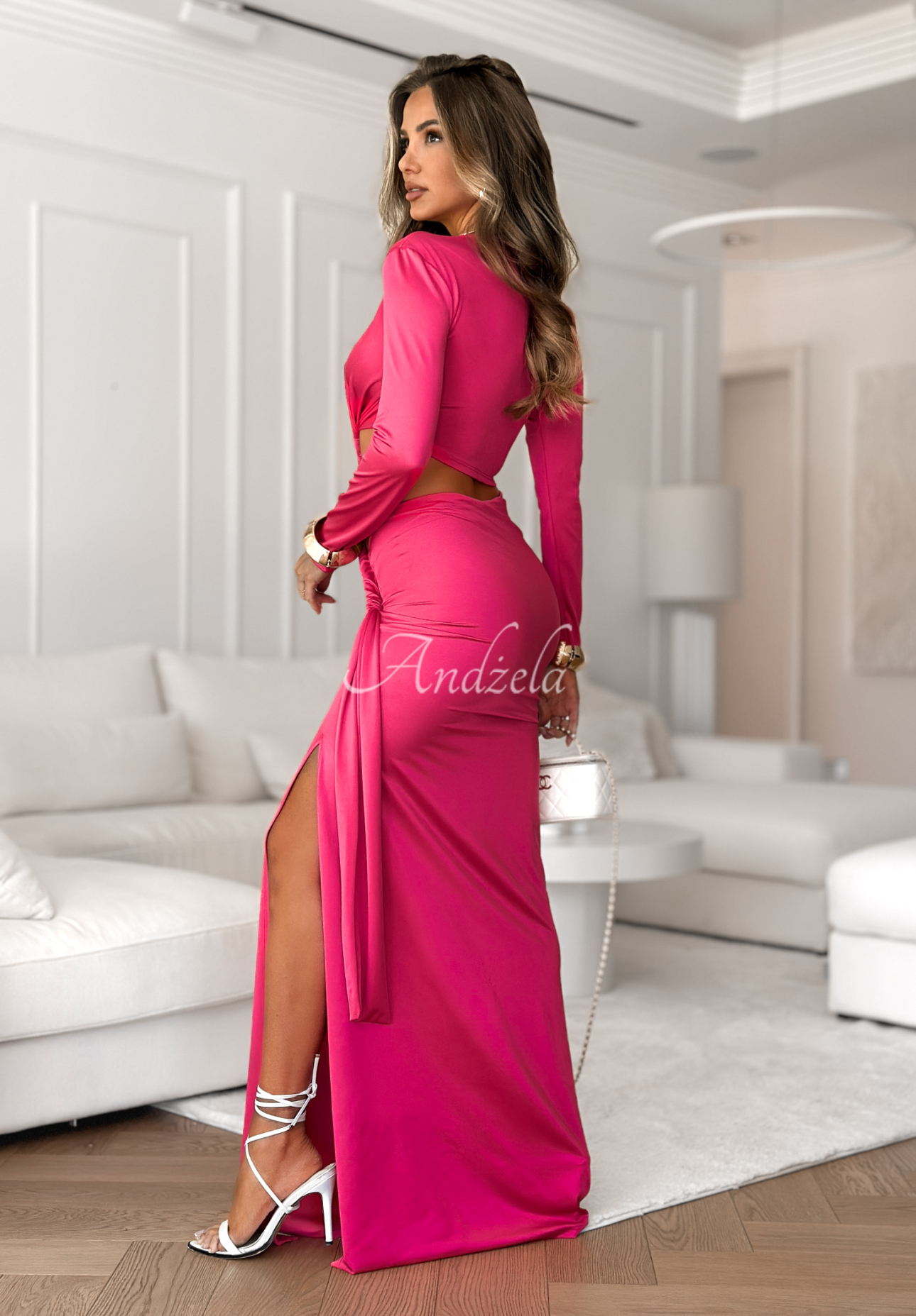 Maxikleid mit Rüschen Dance Floor Diva Fuchsia