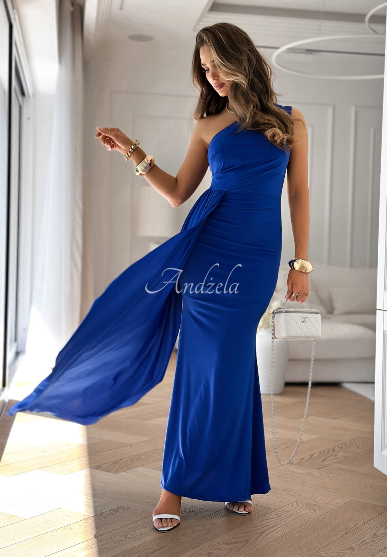 Asymmetrisches Maxikleid Time To Dance Kobaltblau