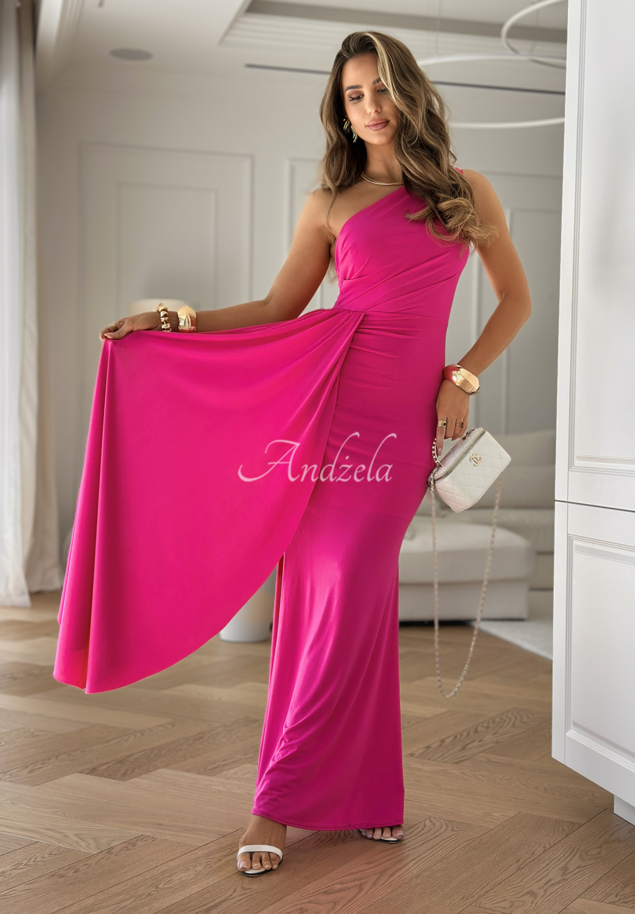 Asymmetrisches Maxikleid Time To Dance Rosa