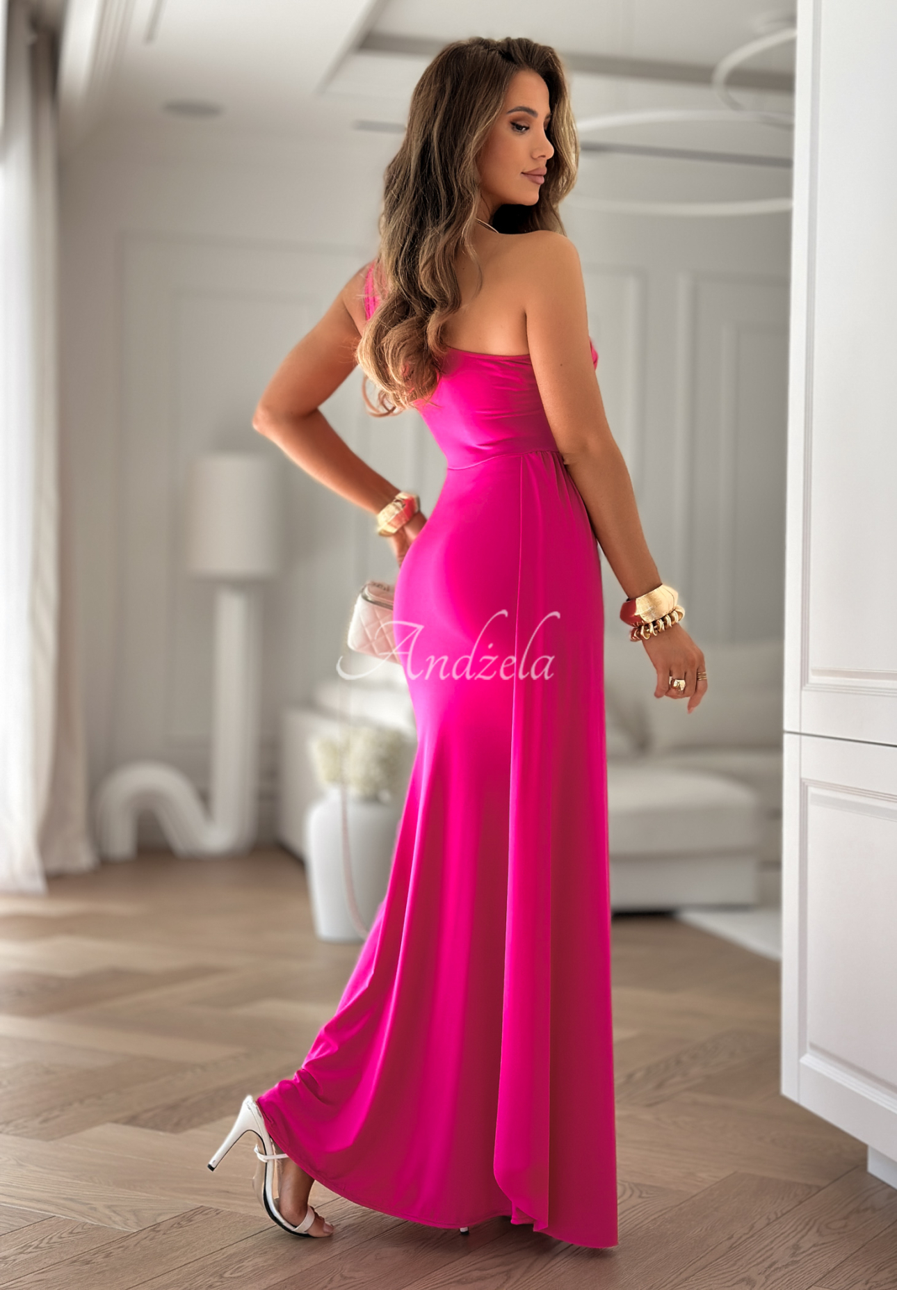 Asymmetrisches Maxikleid Time To Dance Rosa