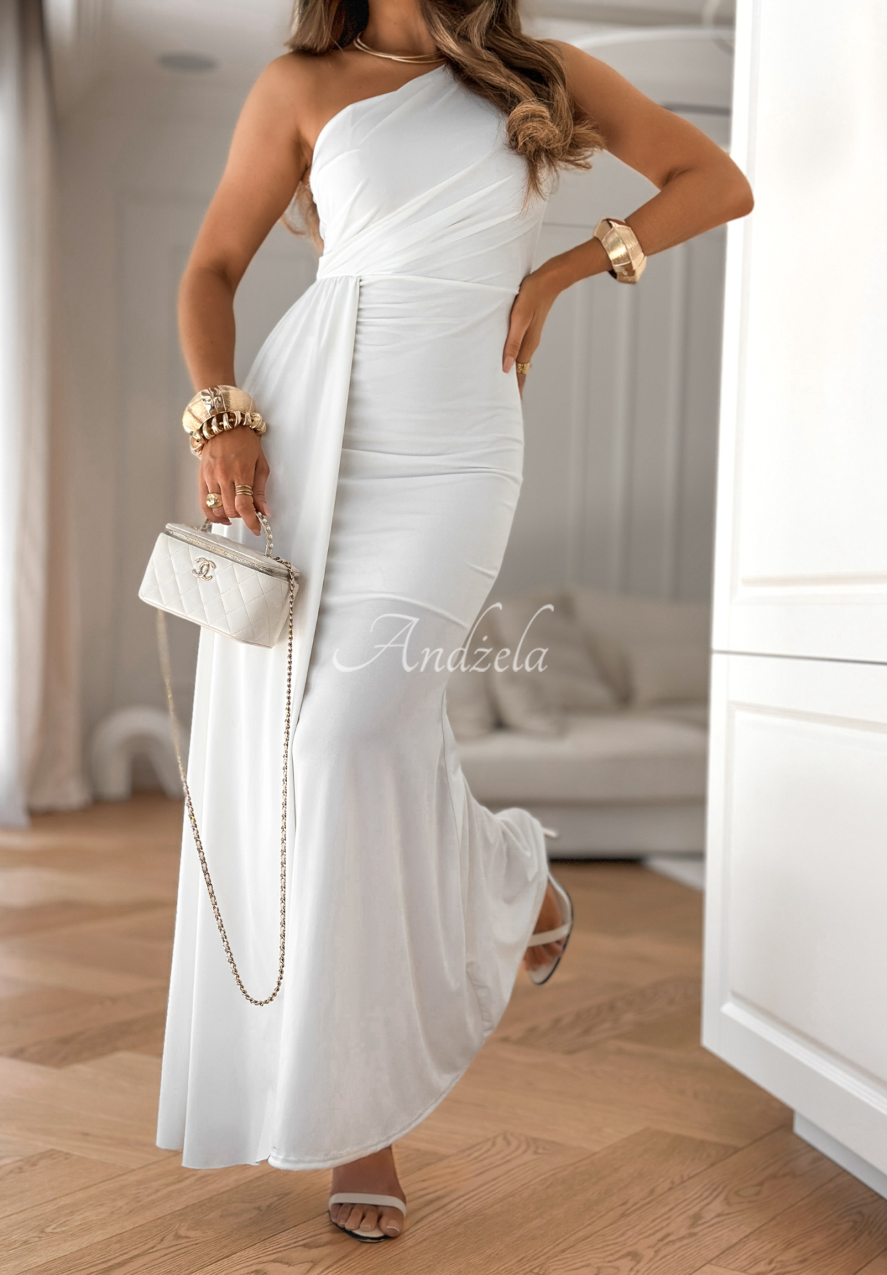 Asymmetrisches Maxikleid Time To Dance Weiß