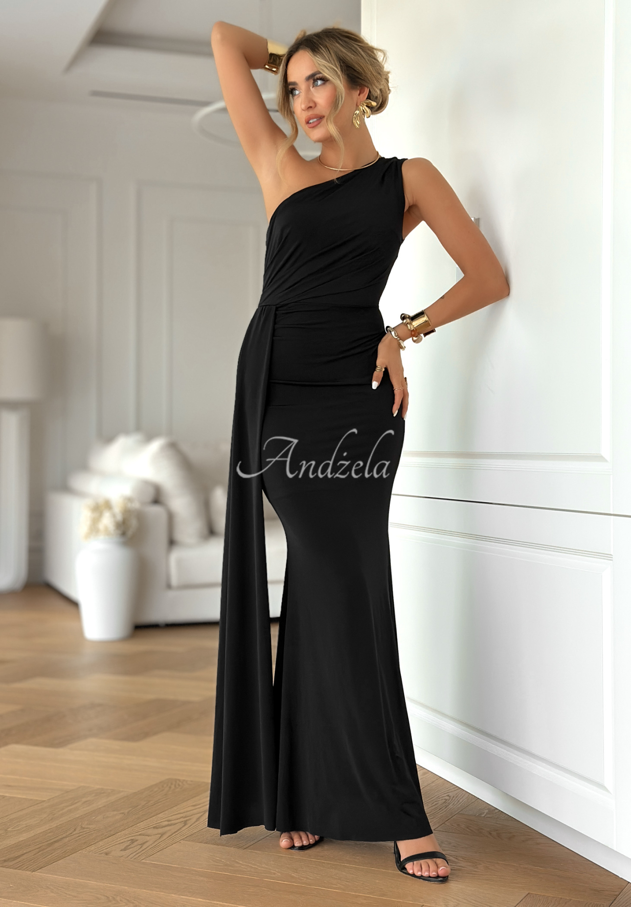 Asymmetrisches Maxikleid Time To Dance Schwarz