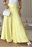 Materiałowe spodnie wide leg Place For You bananowe