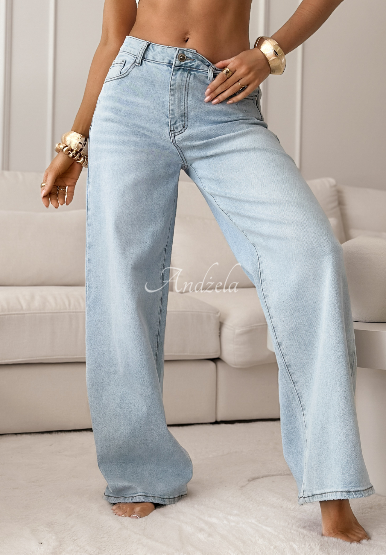 Jeans wide leg You Stand There Hellblau