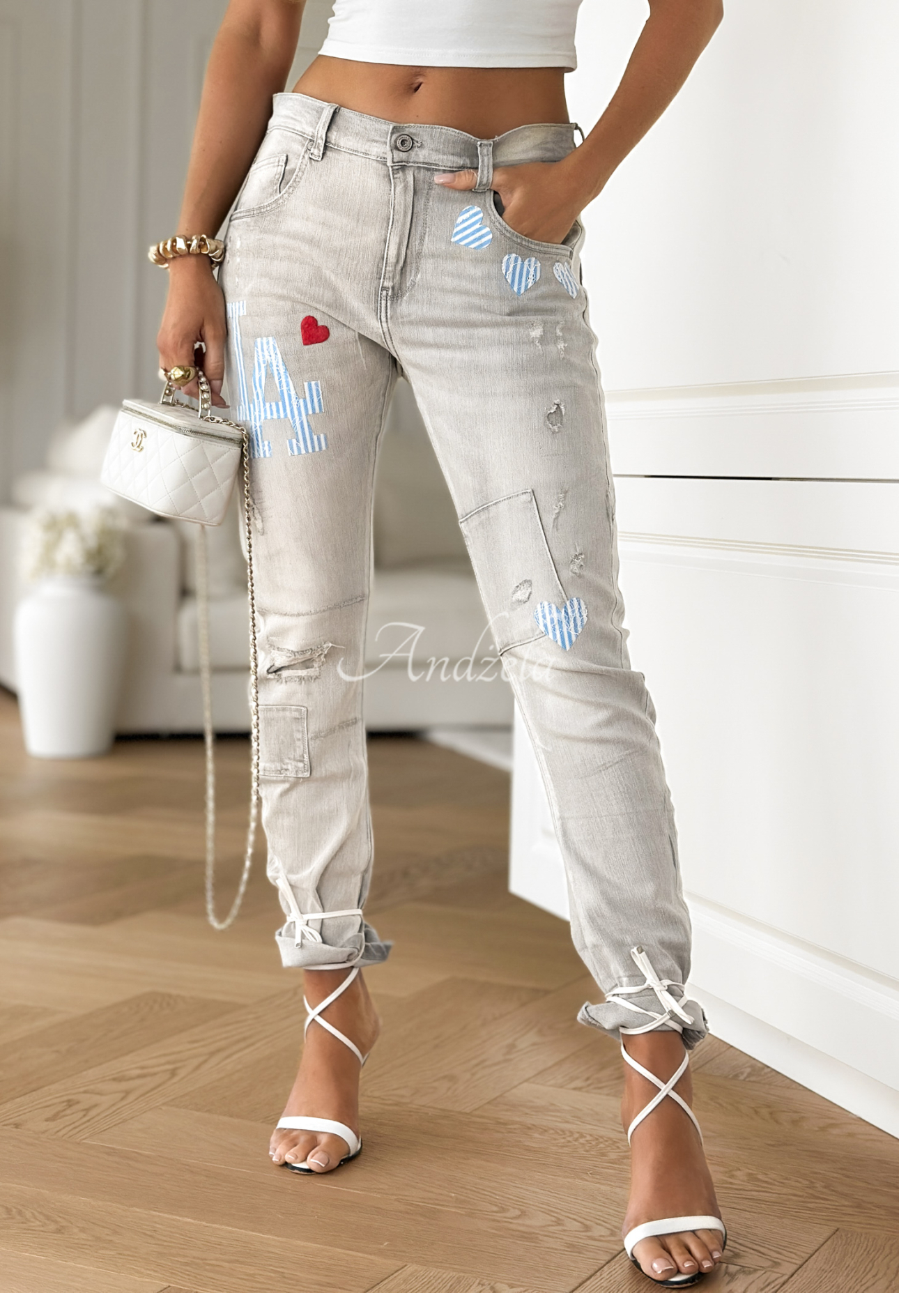 LA Hearts light grey denim pants