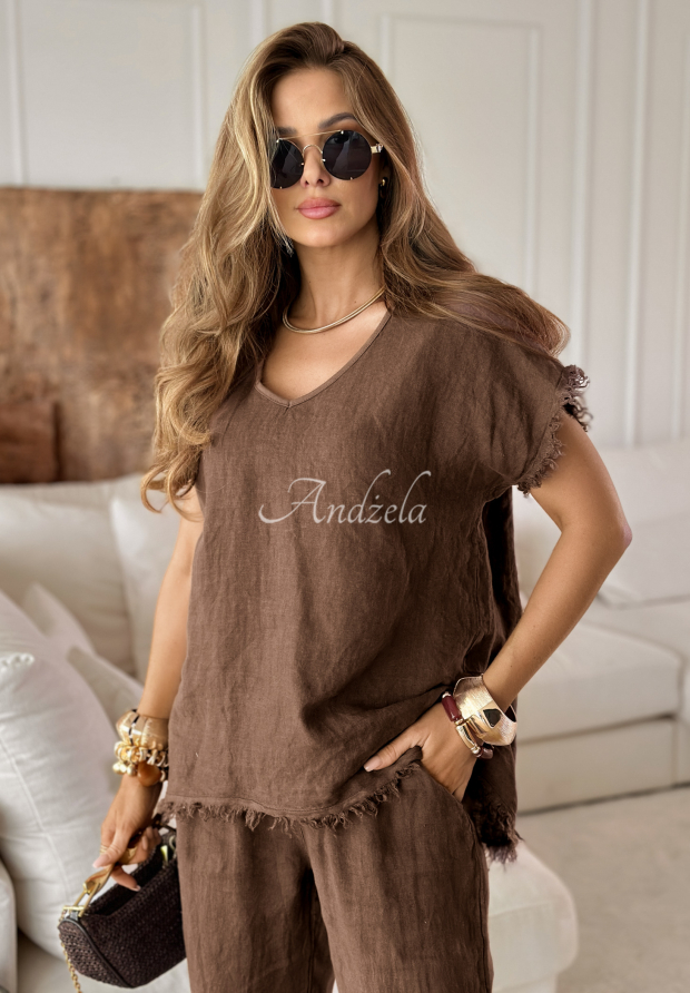 Leinenbluse Desert Princess Schokoladenbraun