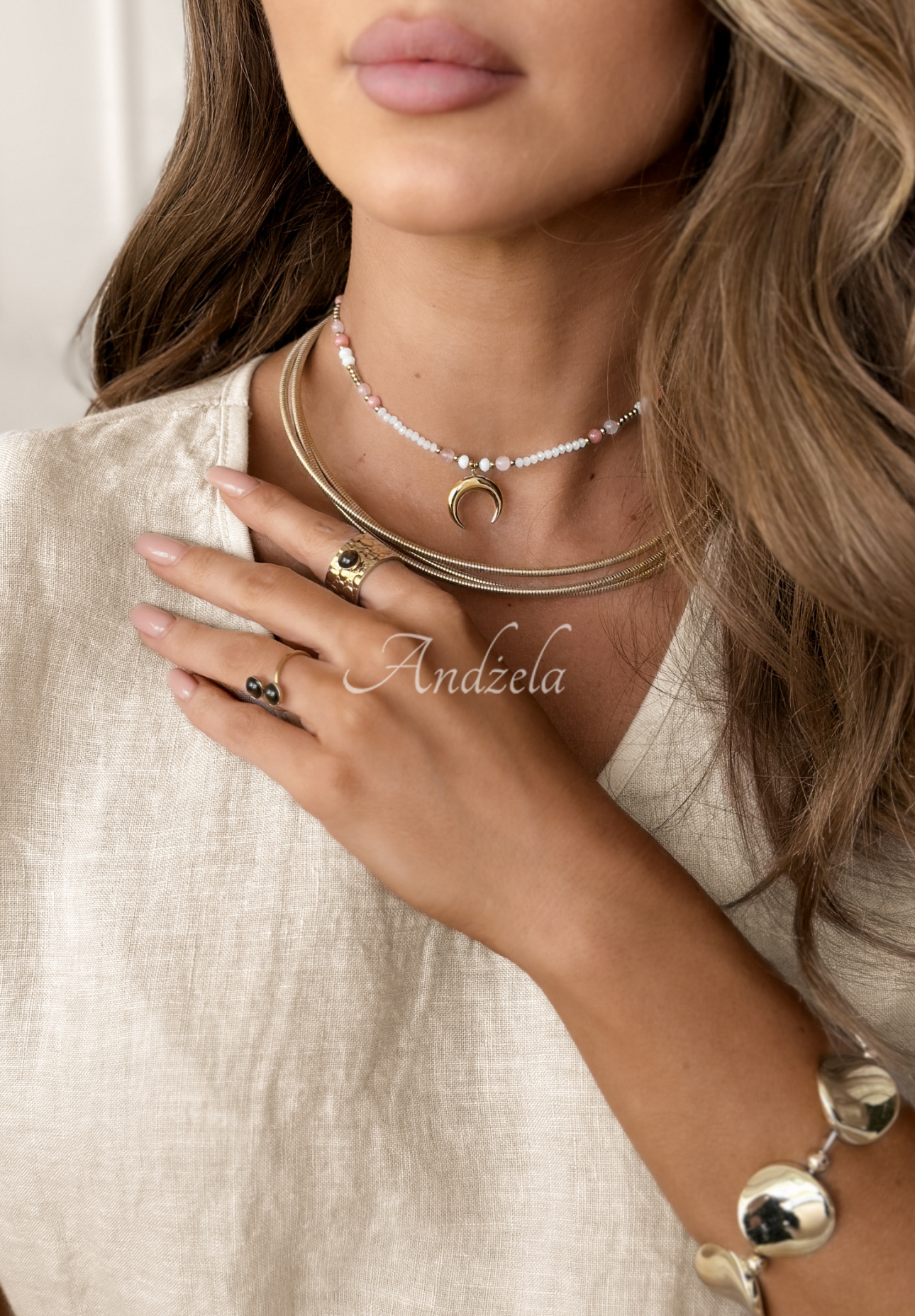 Perlenkette lunula Stardust Delight Gold