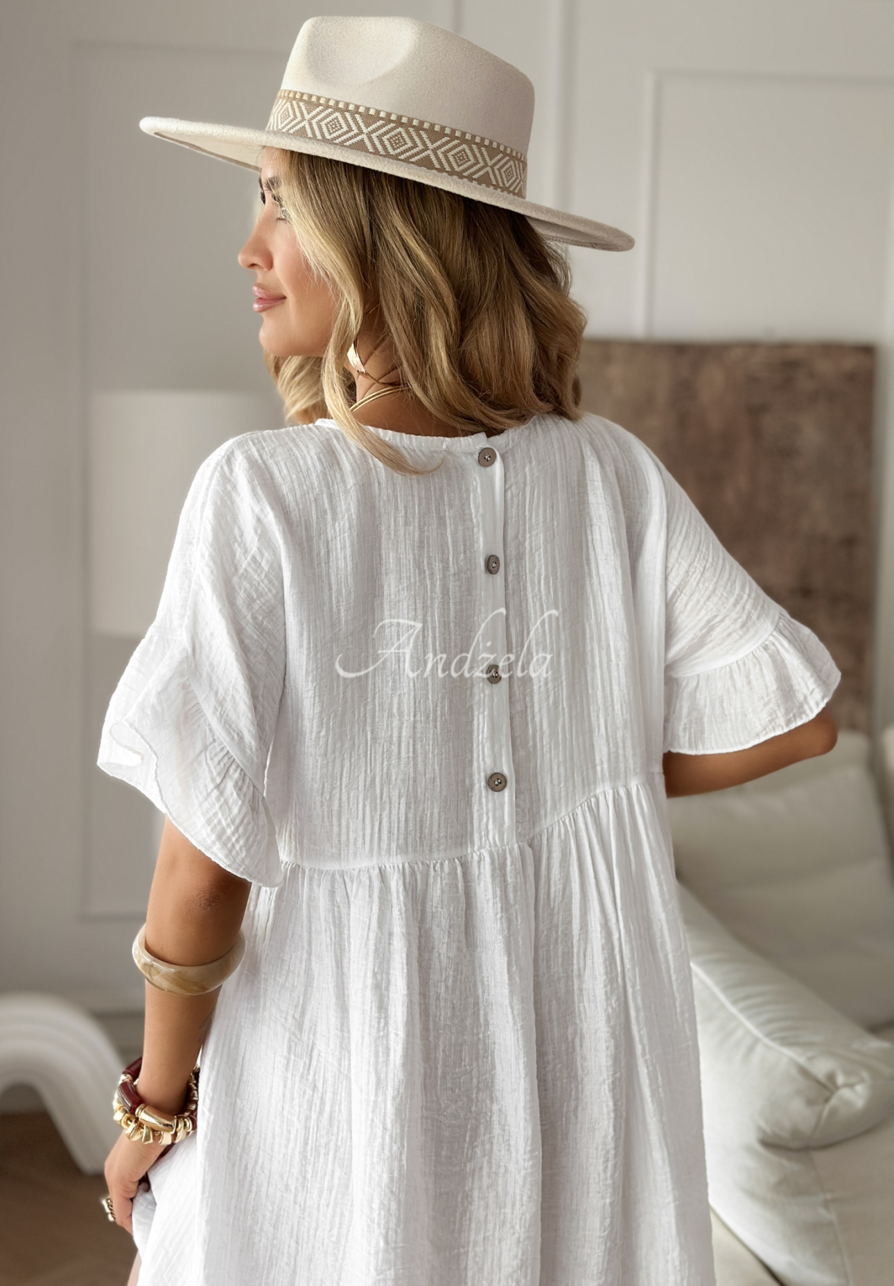 Kleid mit Rüschen Tidepool Whispers Weiß