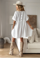Kleid z falbankami Tidepool Whispers Weiß