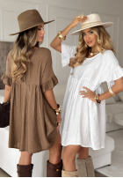 Kleid z falbankami Tidepool Whispers Weiß