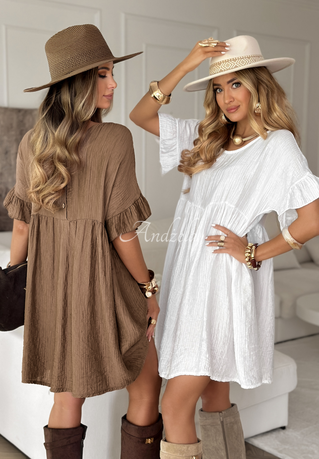 Kleid mit Rüschen Tidepool Whispers Weiß
