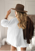 Ażurowa Bluse z kwiatami boho Summer Sweetness Weiß