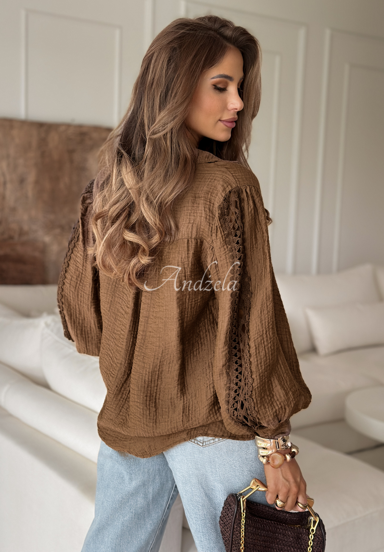Shirt mit Spitze Gentle Breeze Schokoladenbraun