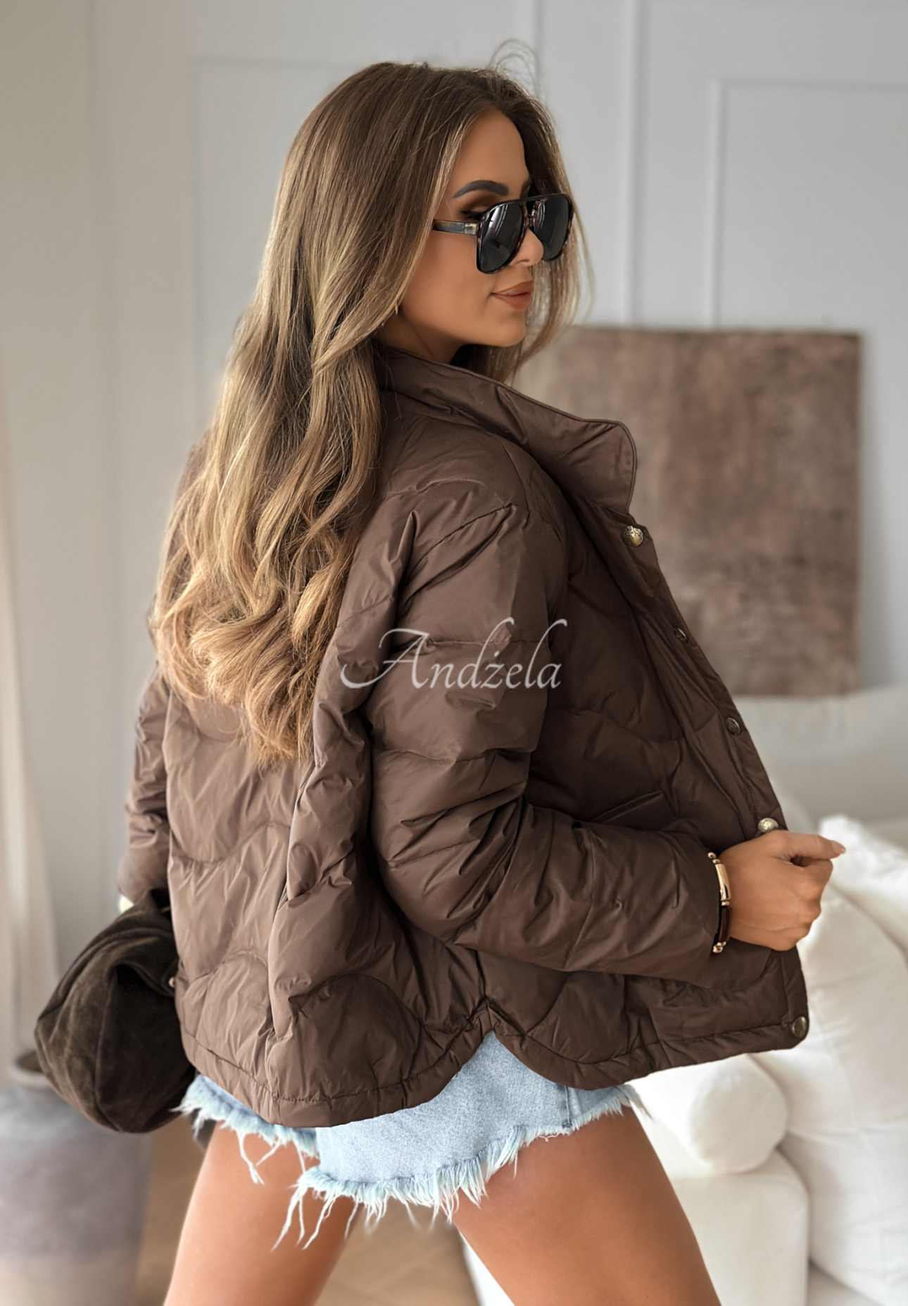 Last Thing chocolate short down jacket