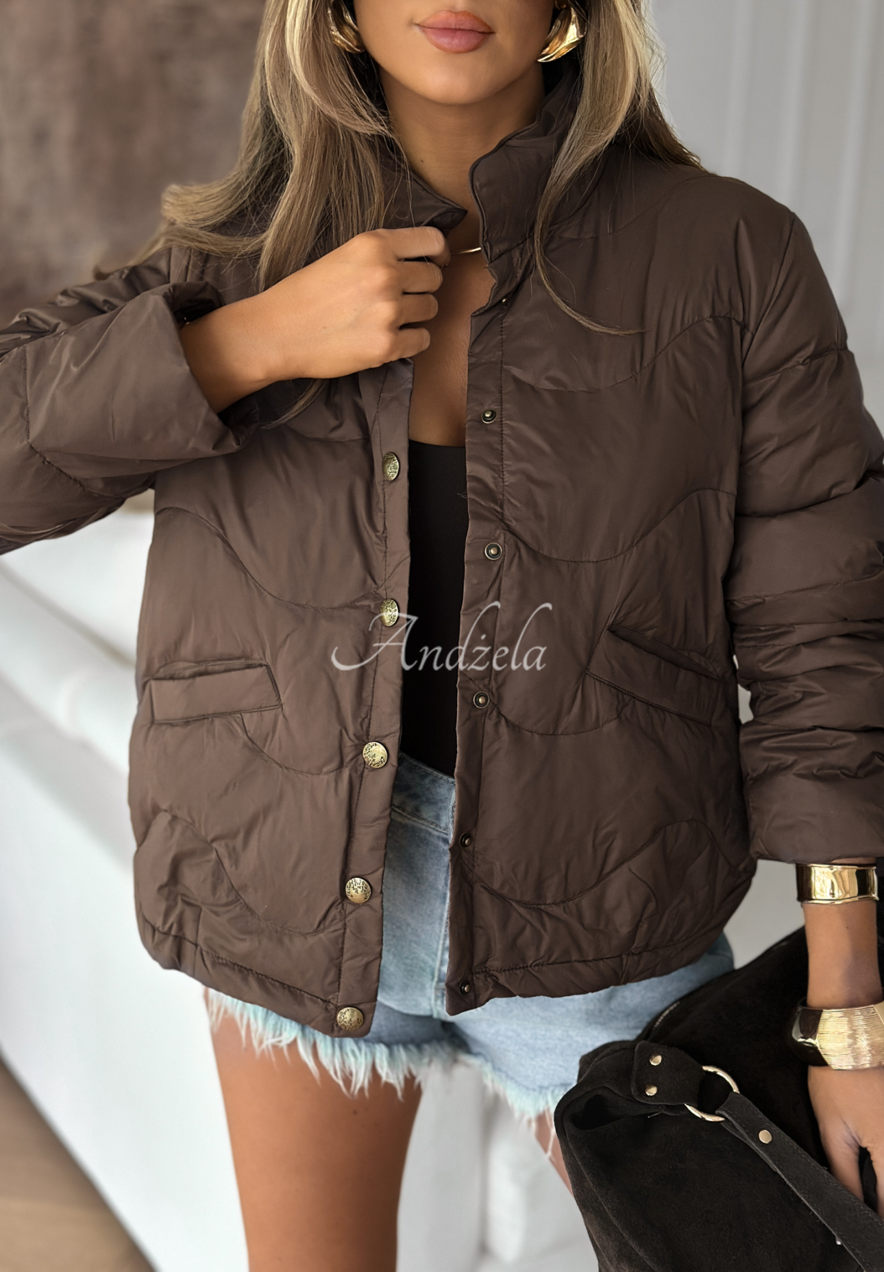 Kurze Daunenjacke Last Thing Schokoladenbraun