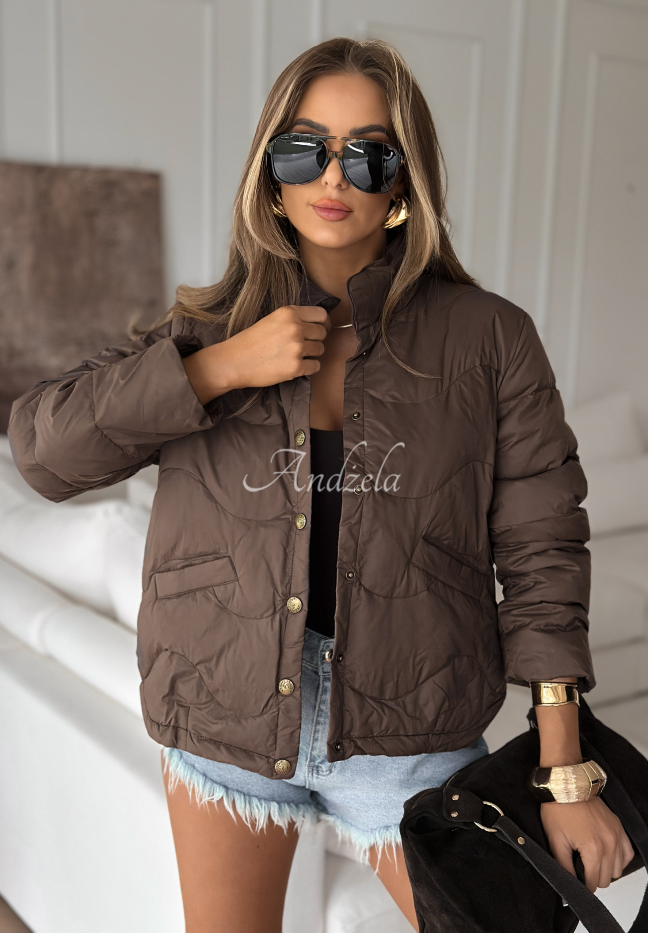 Kurze Daunenjacke Last Thing Schokoladenbraun