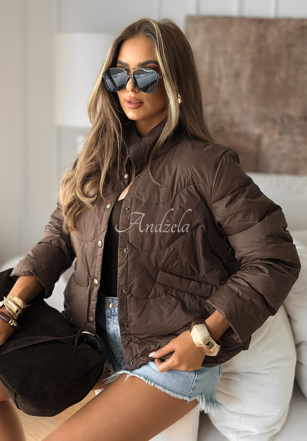 Kurze Daunenjacke Last Thing Schokoladenbraun