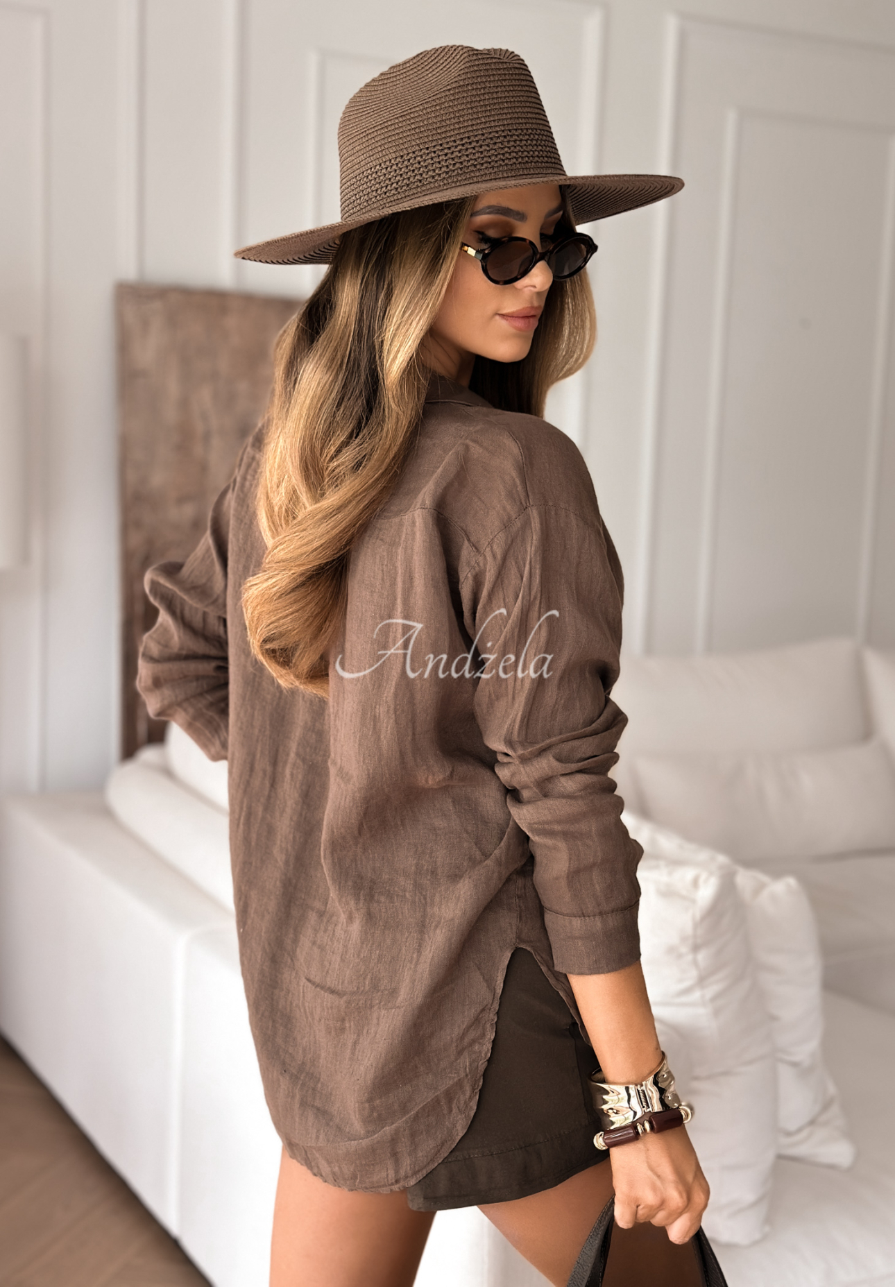 Vilano Beach linen shirt chocolate