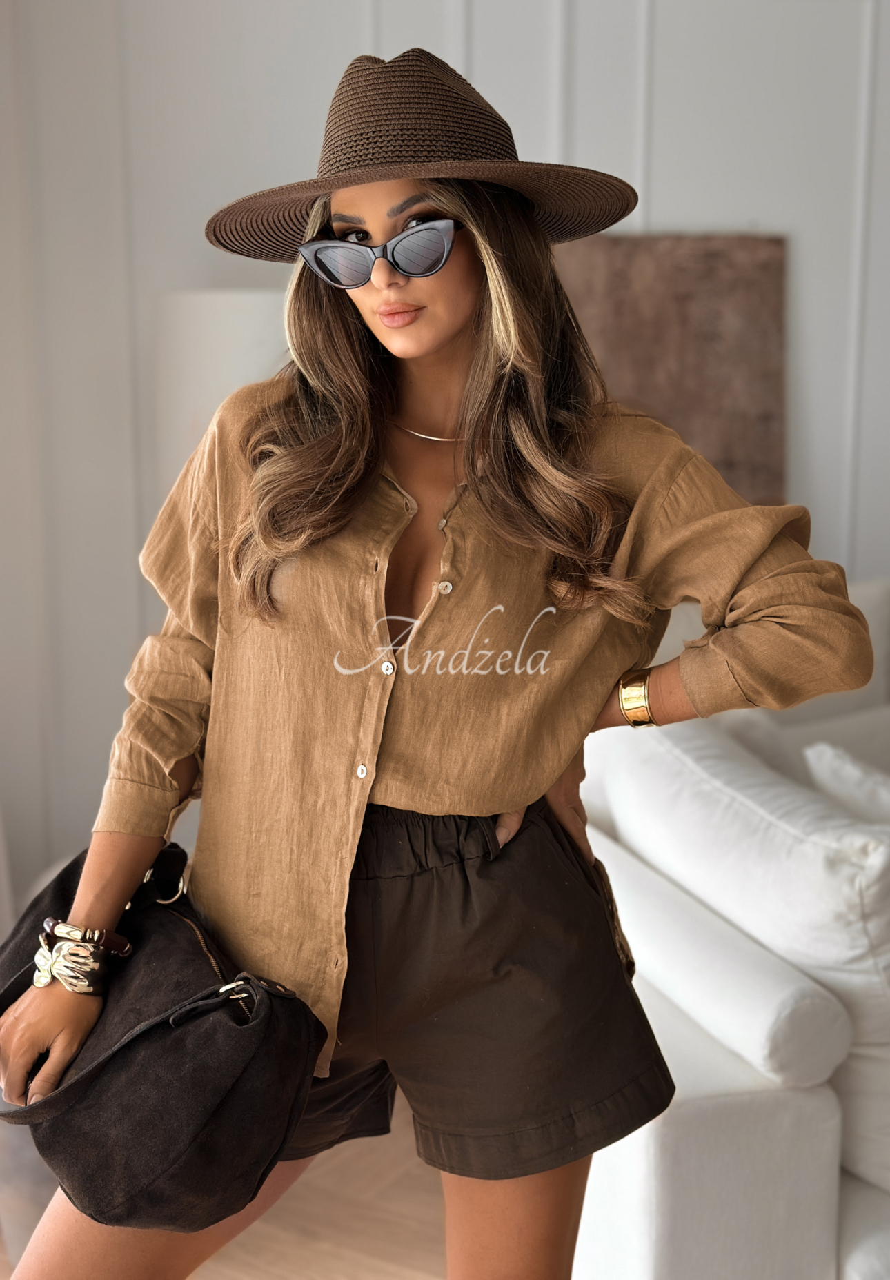 Leinenhemd Vilano Beach Camel