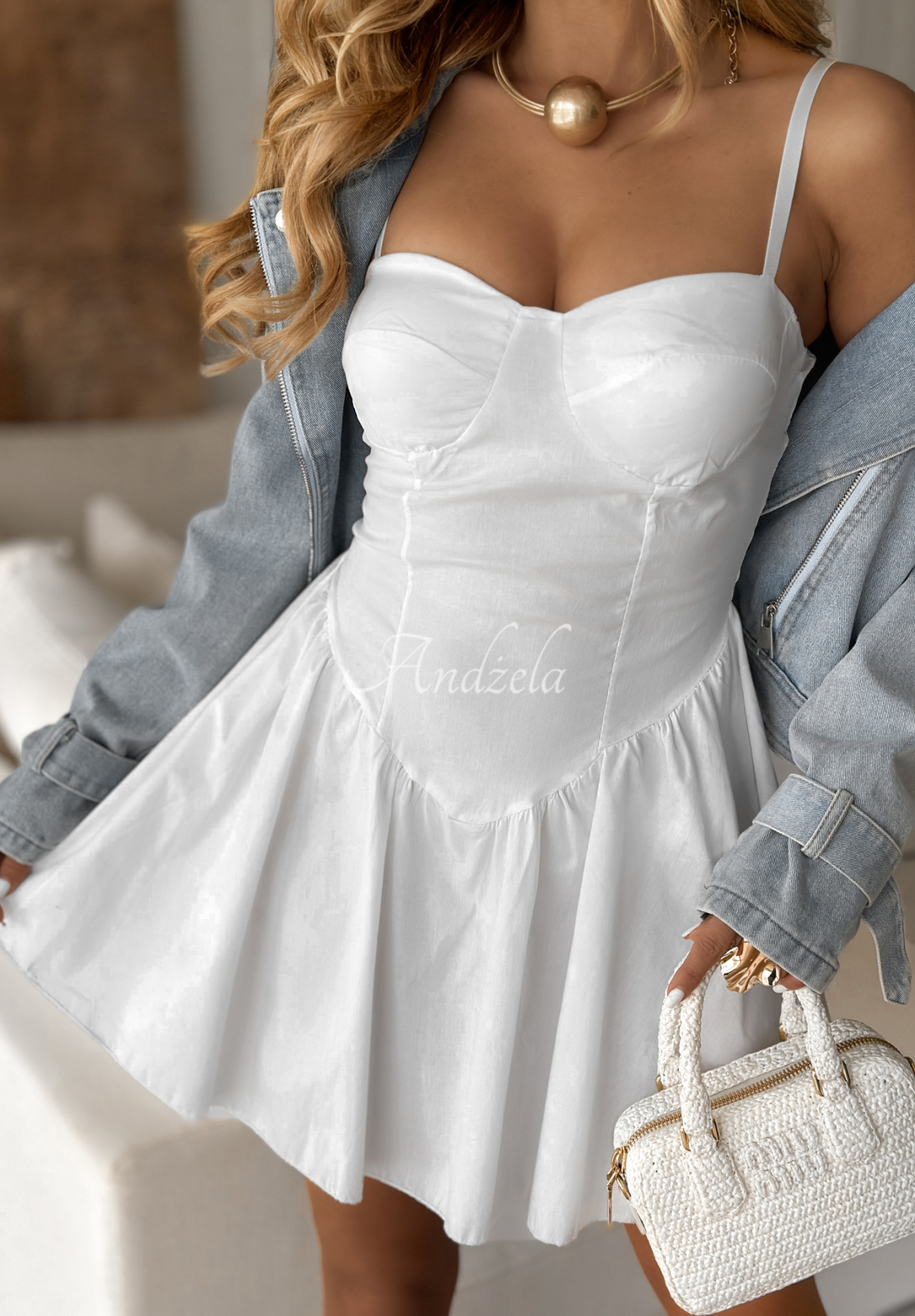 Ausgestelltes Minikleid mit Trägern Salty But Sweet Weiß