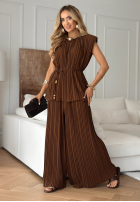 Plisowany Set Bluse i Hose wide leg Afternoon Sun Camel