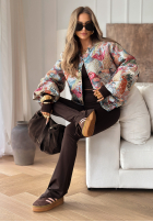 Krótka Jacke bomberka Mit Muster Parrots Of Paradise biało-Rosa